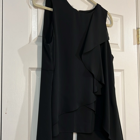 Kenneth Cole black ruffle sleeveless  layers flowy work business casual top L - Picture 4 of 10